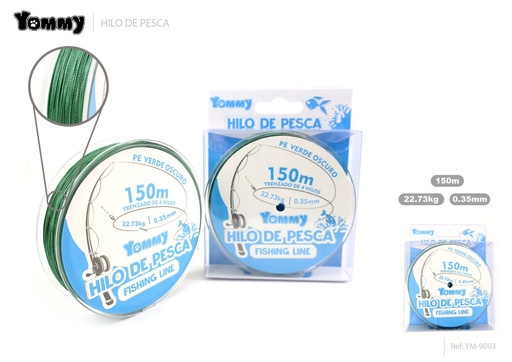 [YM9093] Hilo de Pesca Trenzado de 4 Hebras PE Verde Oscuro 0.35MM*150M - Accesorios para pesca