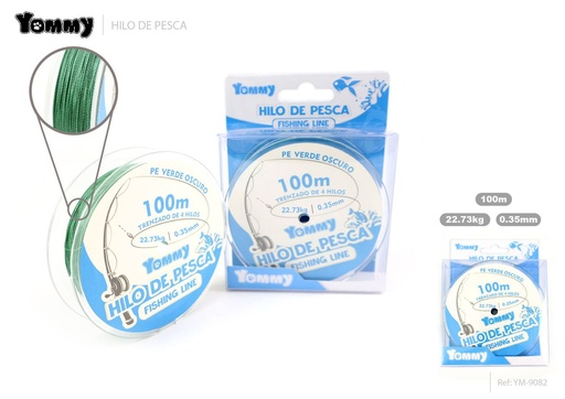 [YM9082] Hilo de Pesca Trenzado de 4 Hebras PE Verde Oscuro 0.35MM*100M - Accesorios para pesca