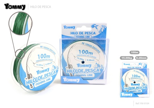 [YM9104] Hilo de Pesca Trenzado de 8 Hebras PE Verde Oscuro 0.40MM*100M - Accesorios para pesca