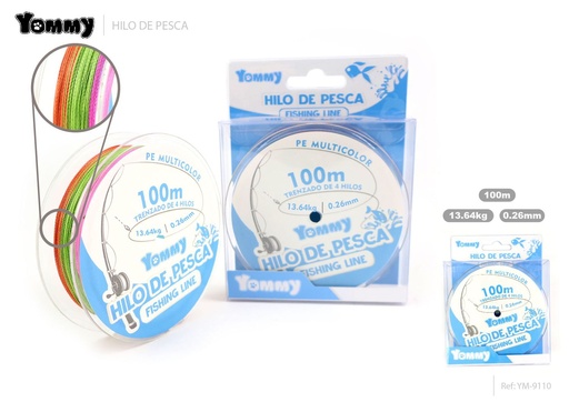 [YM9110] Hilo de Pesca Trenzado de 4 Hebras de colores 0.26MM*100M - Accesorios para pesca