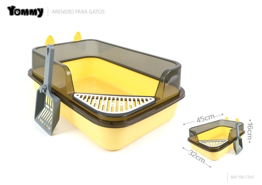 [YM7245] Caja de arena para gato pequeña (Amarillo) 45X32X16CM - Accesorios para gatos