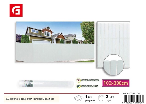 [190369268] Cañizo PVC doble cara 100 x 300 cm blanco - Jardín y mallas