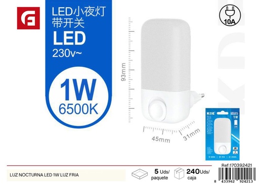 [170392421] Luz nocturna LED 1W luz fría - Iluminación de ambiente