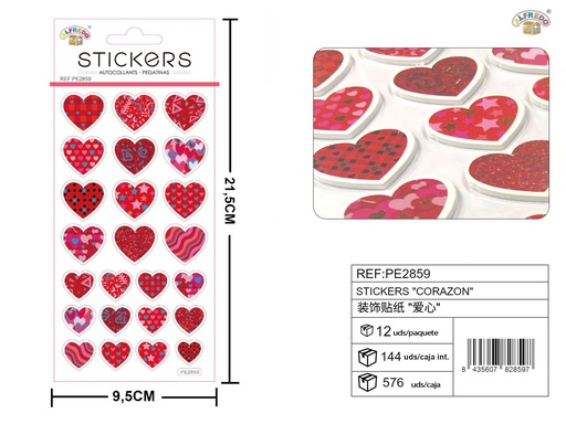 [PE2859] Stickers "Corazón" 9.5x21.5cm - Nuevos productos