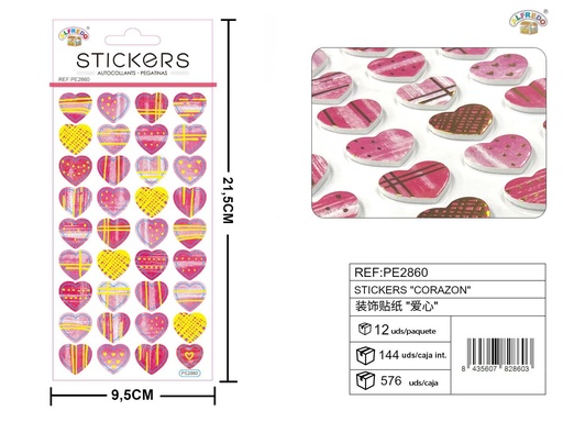 [PE2860] Stickers "Corazón" 9.5x21.5cm - Nuevos productos