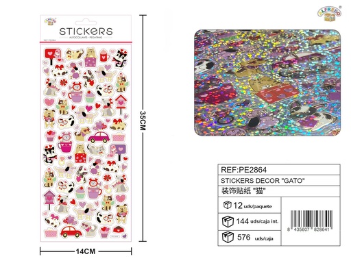 [PE2864] Stickers decorativos de "Gato" 14x35 cm - Adhesivos para decoración