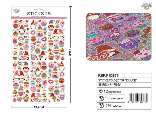 [PE2876] Stickers decorativos de "Dulce" 19,5x34 cm - Adhesivos festivos