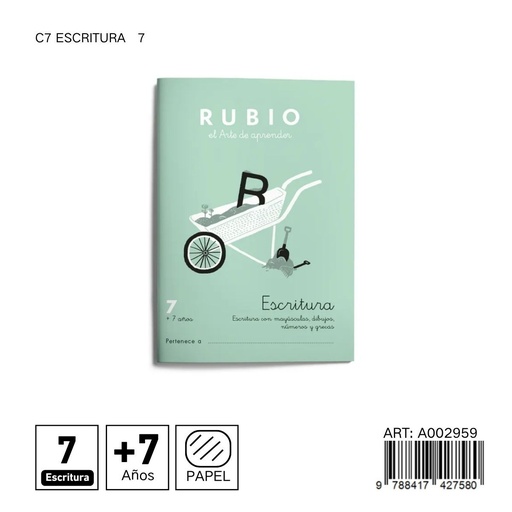 [A002959] Cuaderno RUBIO escritura 7 C7 - Progreso en la escritura