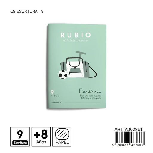 [A002961] Cuaderno RUBIO escritura 9 C9 - Ejercicios de escritura creativa
