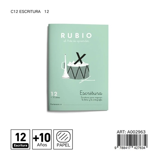 [A002963] Cuaderno RUBIO escritura 12 C12 - Conciencia de escritura