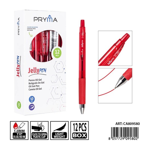 [0239544] Bolígrafo de gel rojo PRYMA 1.0mm - Herramienta de escritura de calidad