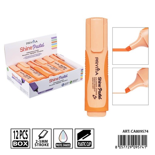 [0239538] Subrayador naranja pastel 2/5mm PRYMA - Herramienta de escritura clara