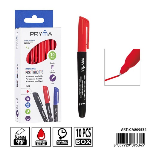 [0239156] Marcador permanente rojo 0.6mm PRYMA - Herramienta de escritura permanente