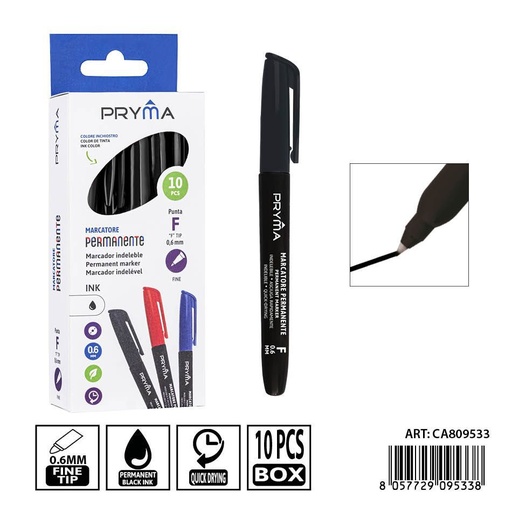 [0239155] Marcador permanente negro 0.6mm PRYMA - Herramienta de escritura confiable