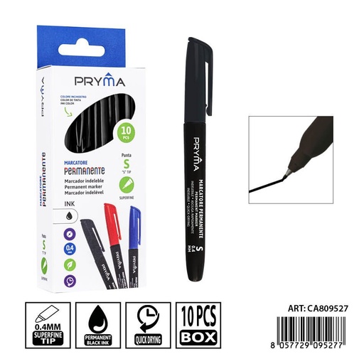 [0239149] Marcador permanente negro 0.4mm PRYMA - Escritura práctica y eficaz