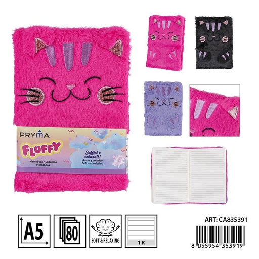 [0242165] Cuaderno de peluche A5 80 hojas 15x21 cm - Papelería escolar