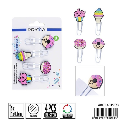[0241149] Clips de papel en envase de 4 piezas 5x1 cm - Oficina