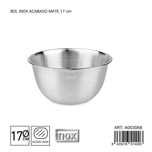 [A003068] Bol inox acabado mate de 17 cm - Cocina