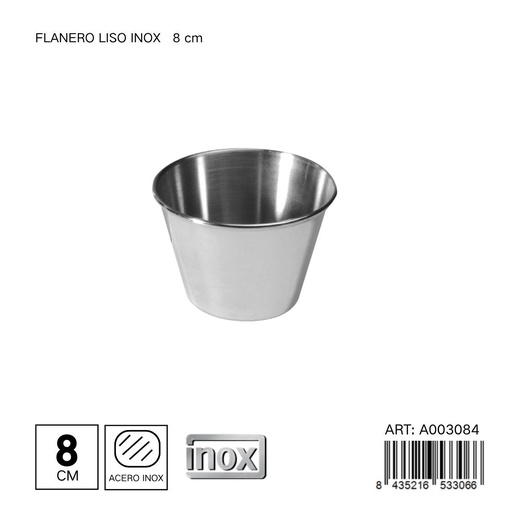 [A003084] Flanero liso de inox de 8 cm - Cocina