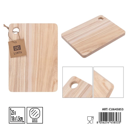 [0241828] Tabla de cortar de madera de abedul 25x18x1.5 cm - Accesorios de cocina