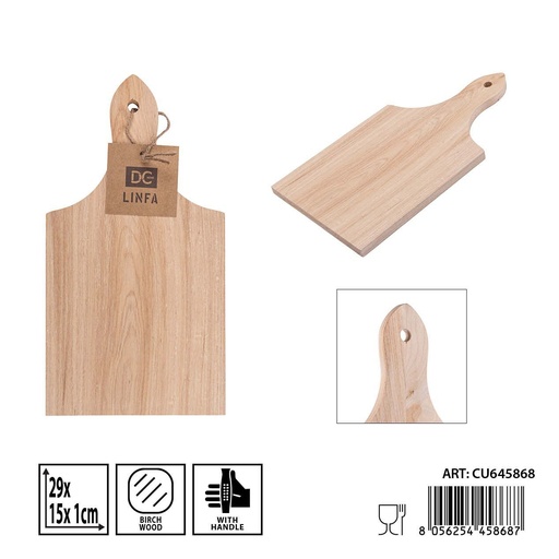 [0241843] Tabla de cortar de madera de abedul con asa 29x15x1 cm - Accesorios de cocina