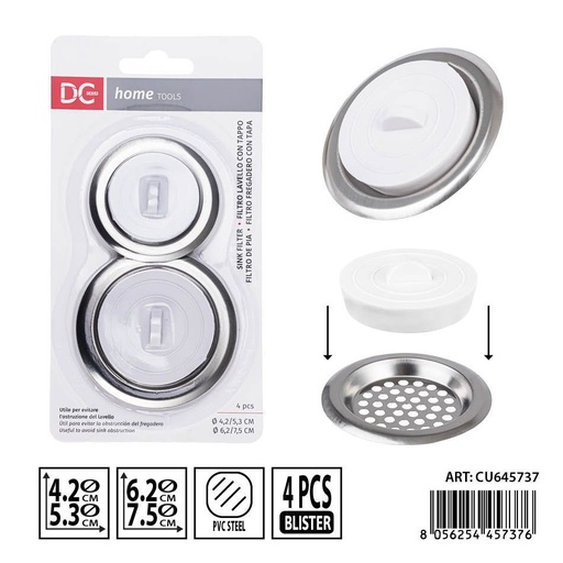 [0241042] Set de desagüe para fregadero 4 piezas DC CASA con filtro y tapa - Accesorios de cocina