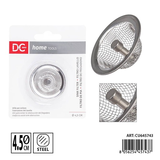 [0241048] Desagüe de acero inoxidable 201 4.5 cm DC CASA - Filtro para fregadero