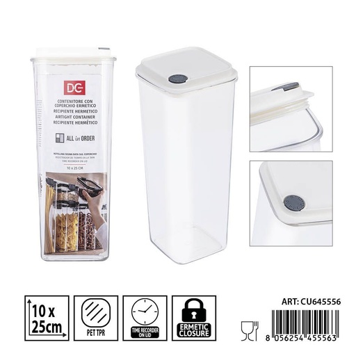 [0240230] Recipiente hermético transparente 1500ml 10x25 cm DC CASA - Accesorios de cocina