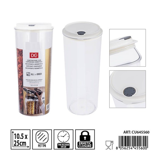 [0240234] Recipiente hermético transparente 1450ml 10.5x25 cm DC CASA - Accesorios de cocina