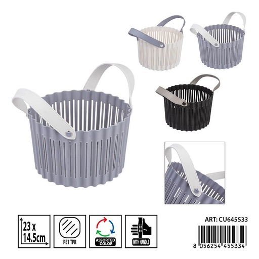 [0240207] Cesta redonda con asas 3 piezas 23x14.5 cm DC CASA - Accesorios de almacenamiento