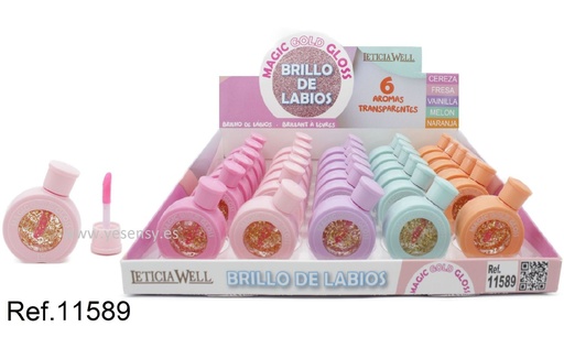 [8435433228714] Lipgloss Magic Gold Gloss 6 aromas 30/U LW 11589 - Brillo labial encantador