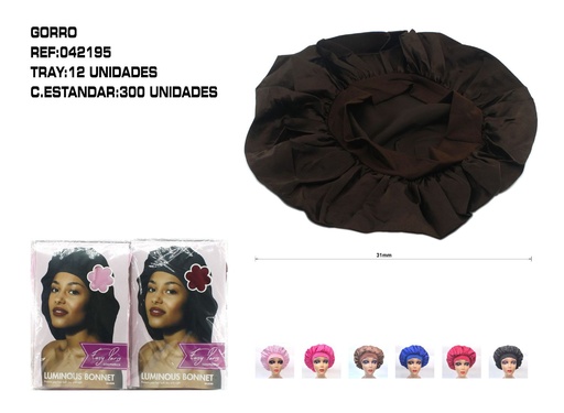 [042195] Gorro de satén liso - Accesorios de belleza y gorros de baño