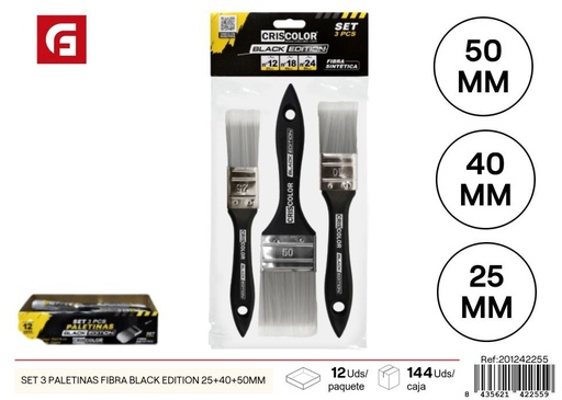 [201242255]  set 3 paletinas de fibra black edition 25+40+50mm - Brochas de ferretería para pintura