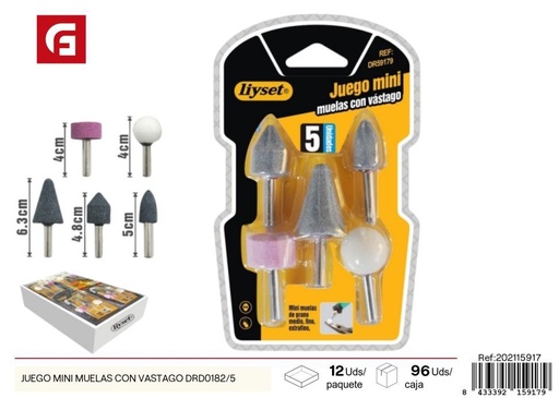 [202115917] Juego mini muelas con vástago DRD0182 - Herramientas y ferretería