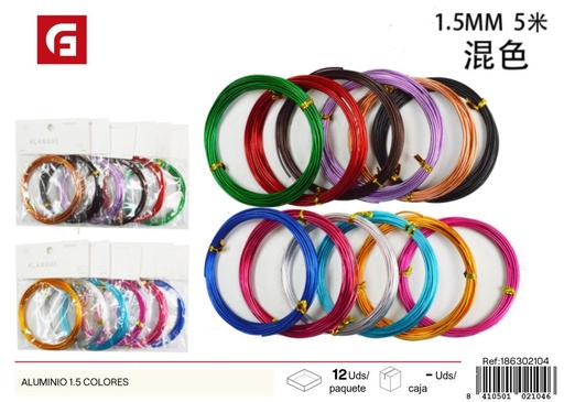 [186302104] Hilo de aluminio 1.5mm x 5m colores - Accesorios de costura