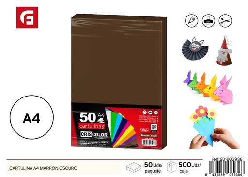 [201206938] CARTULINA A4 MARRÓN OSCURO - Material de oficina para manualidades