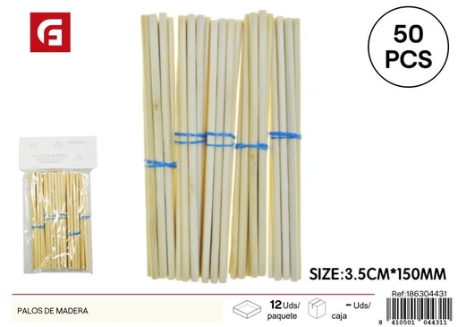 [186304431] Palitos de madera 3.5*150 mm 50 piezas - Materiales para manualidades