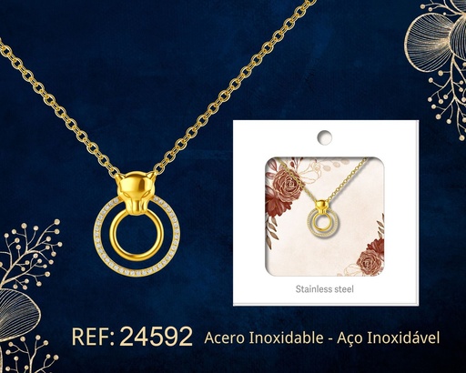 [24592] Colgante chapado en oro 14K con circonita - Joyería premium