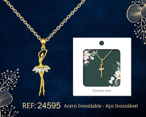 [24595] Colgante chapado en oro 14K con circonita - Joyería premium