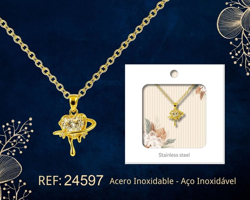 [24597] Colgante chapado en oro 14K con circonita - Joyería premium