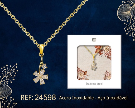 [24598] Colgante chapado en oro 14K con circonita - Joyería premium