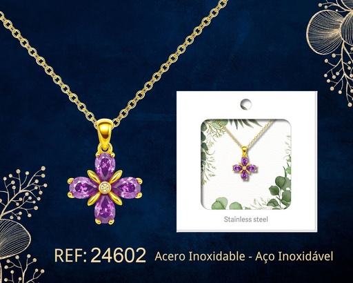 [24602] Colgante chapado en oro 14K con circonita - Joyería premium