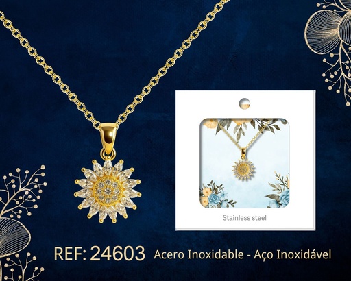 [24603] Colgante chapado en oro 14K con circonita - Joyería premium