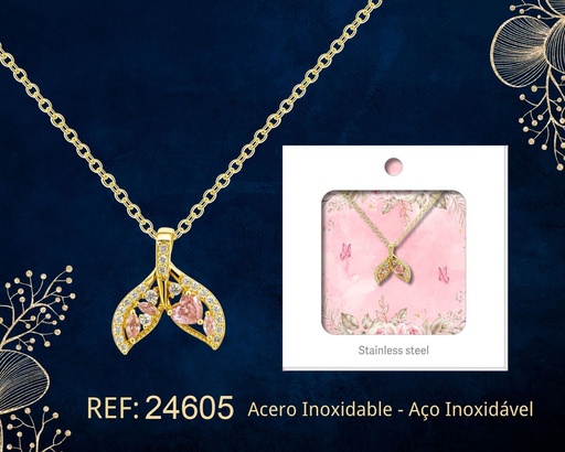 [24605] Colgante chapado en oro 14K con circonita - Joyería premium