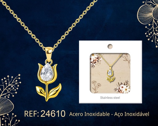 [24610] Colgante chapado en oro 14K con circonita - Joyería premium