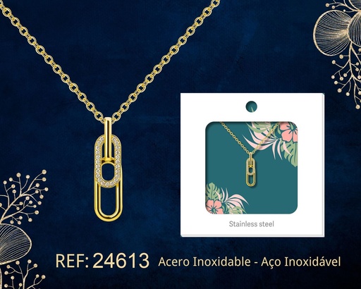 [24613] Colgante chapado en oro 14K con circonita - Joyería premium