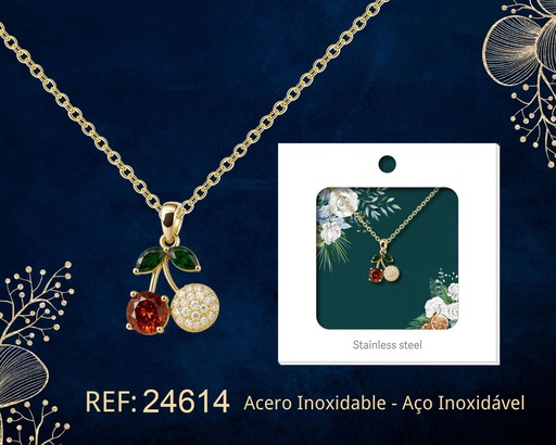 [24614] Colgante chapado en oro 14K con circonita - Joyería premium