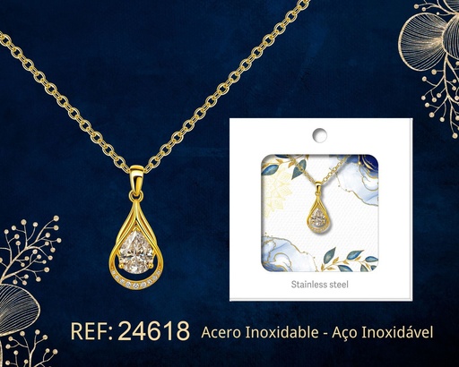 [24618] Colgante chapado en oro 14K con circonita - Joyería premium