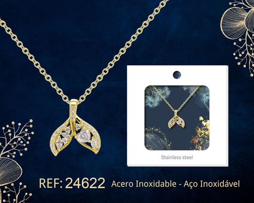 [24622] Colgante chapado en oro de 14K con circonita - Joyería premium de alta calidad