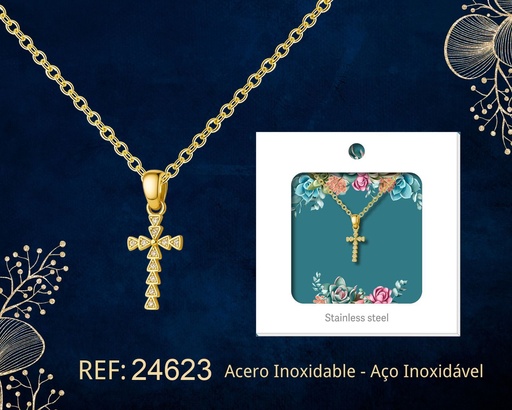 [24623] Colgante chapado en oro de 14K con circonita - Joyería premium de alta calidad
